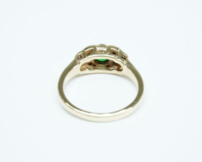 Second Hand Schmuck - Fingerring 14k Gelbgold mit Tsavorit und Diamanten